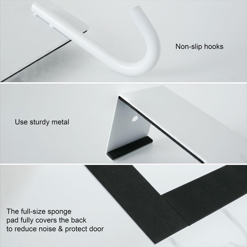 WEBI Over The Door Hook for Hanging Door Hanger,Over Door Towel Rack,Door Coat Rack for Towels,Clothes,Behind Back of Bathroom,White - Image 3